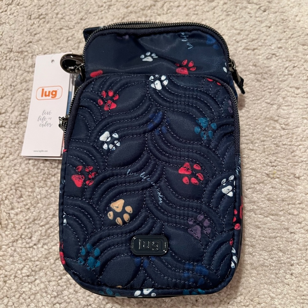Lug Mini Skeeter in Paws Navy Crossbody Bag NWT